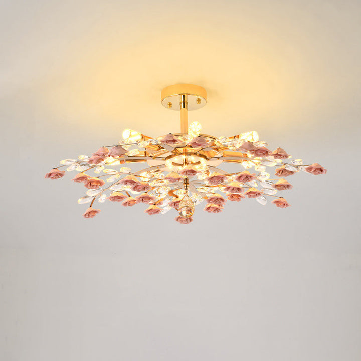 Traditional Branch Ceramic LED Semi-Flush Ceiling Light