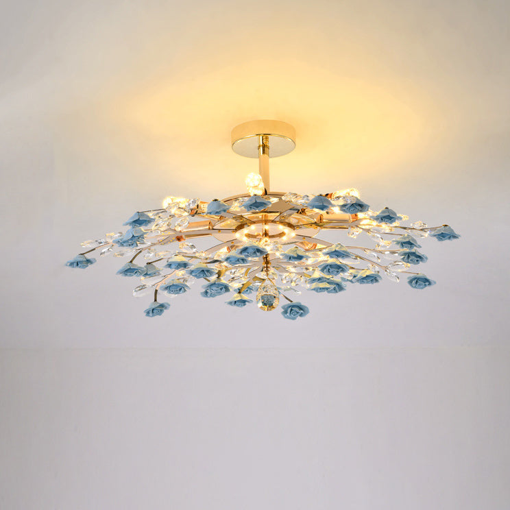 Traditional Branch Ceramic LED Semi-Flush Ceiling Light