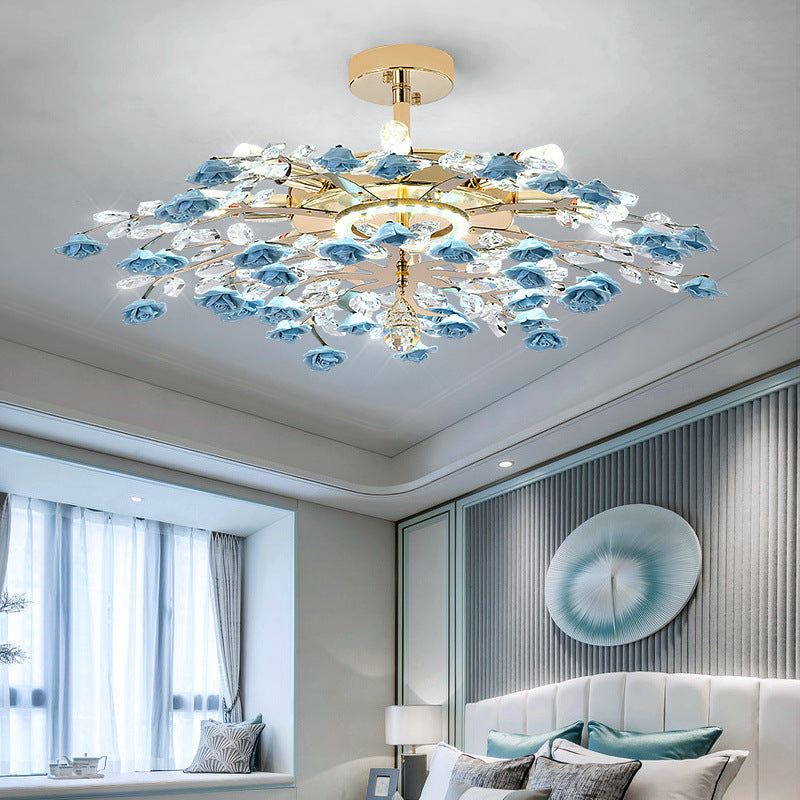 Traditional Branch Ceramic LED Semi-Flush Ceiling Light