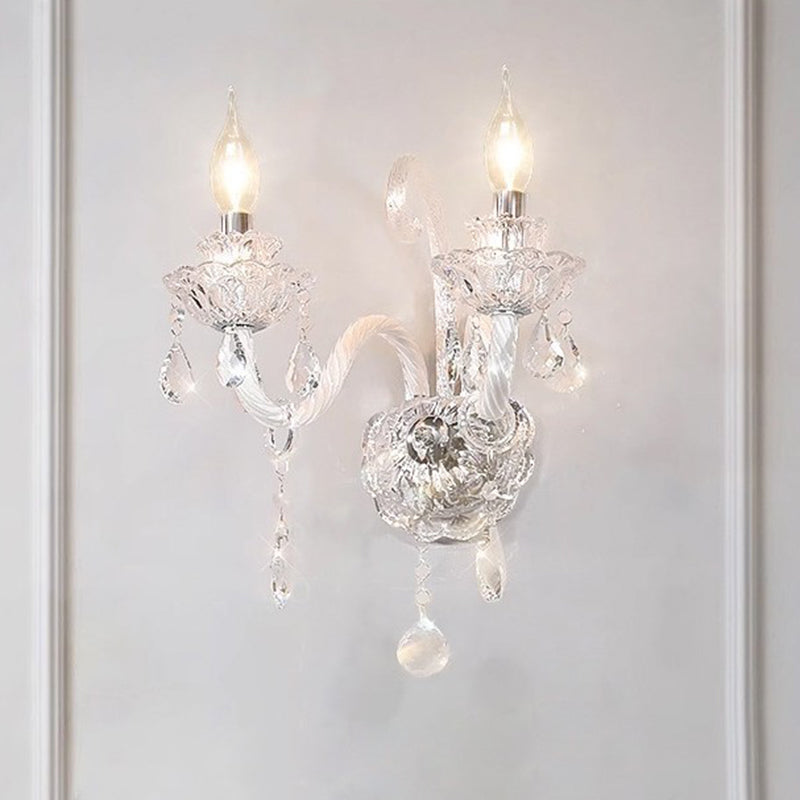 Traditional Spiral Crystal 2-Light Wall Sconce