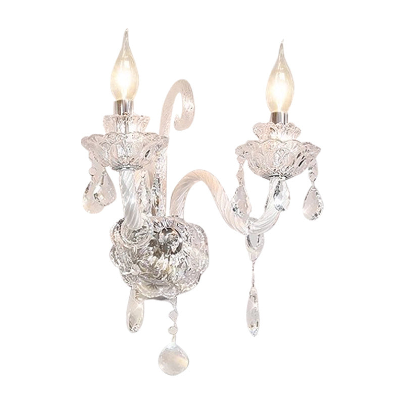 Traditional Spiral Crystal 2-Light Wall Sconce