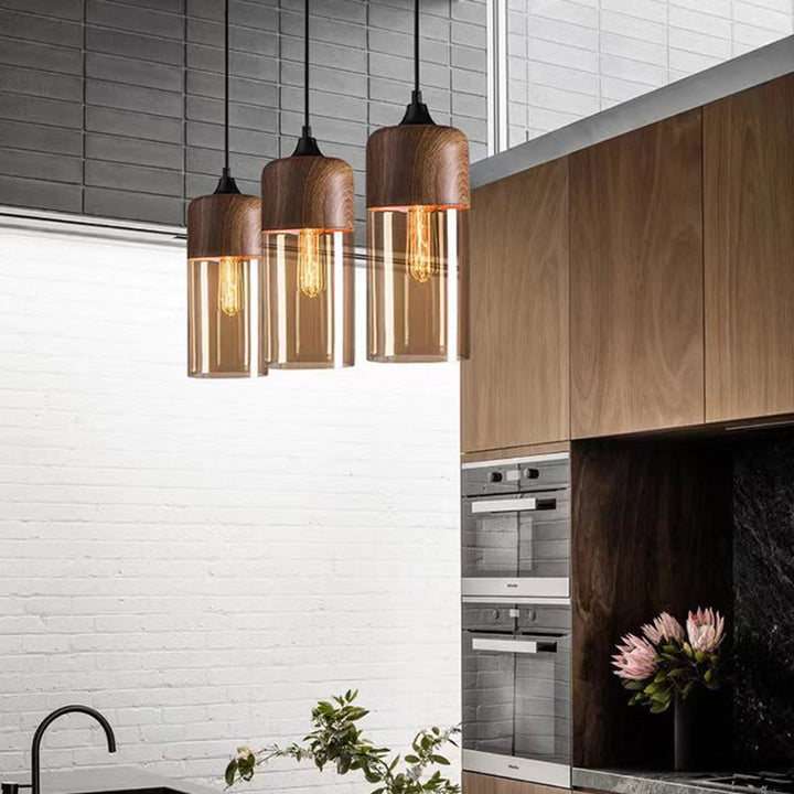 Contemporary Cylinder Glass Pendant Light