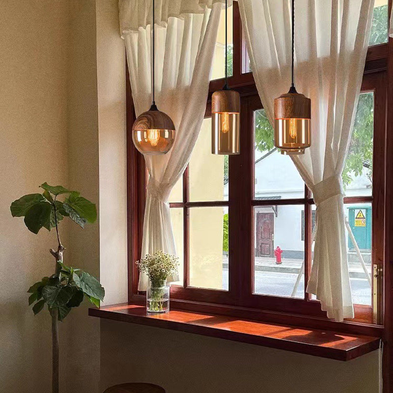 Contemporary Cylinder Glass Pendant Light