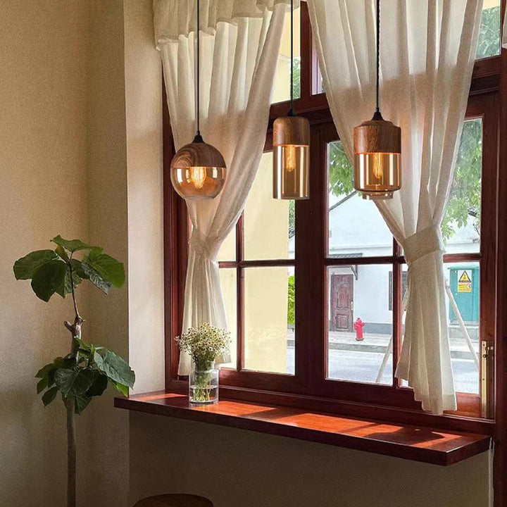 Contemporary Cylinder Glass Pendant Light