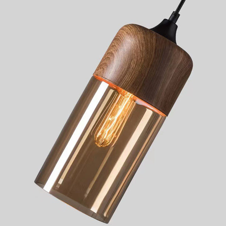 Contemporary Cylinder Glass Pendant Light