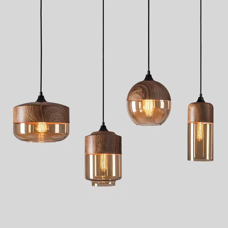 Contemporary Cylinder Glass Pendant Light
