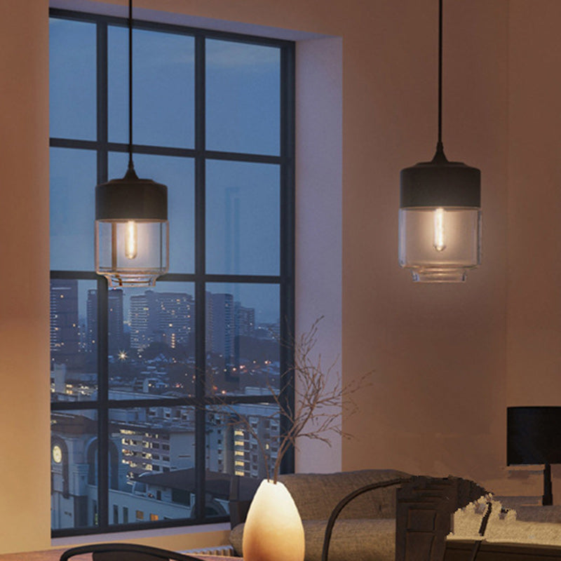 Contemporary Cylinder Glass Pendant Light