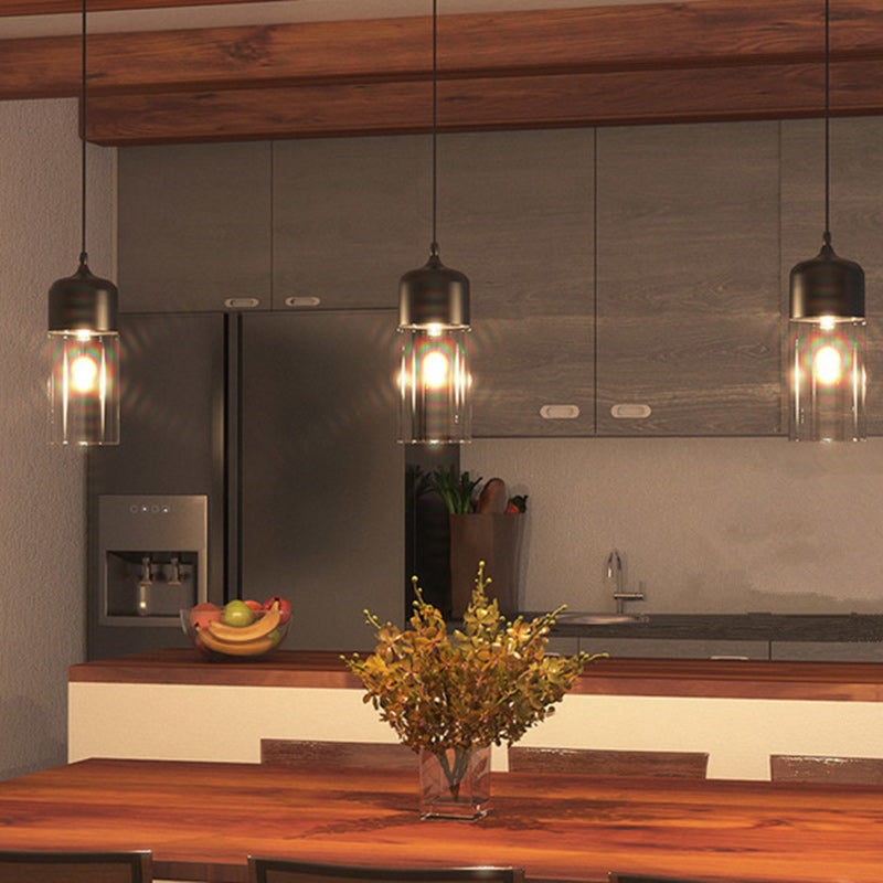 Contemporary Cylinder Glass Pendant Light