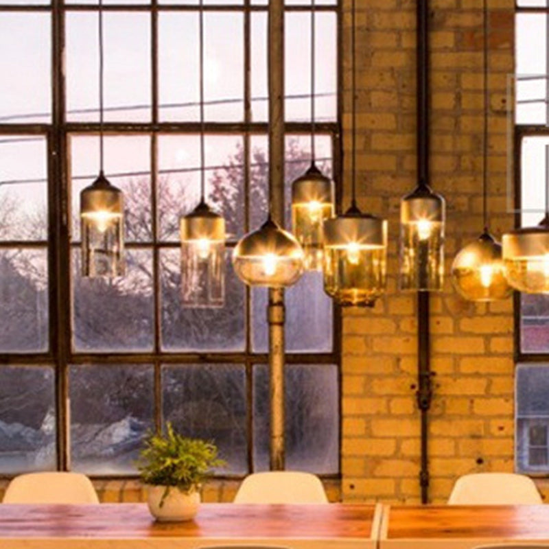 Contemporary Cylinder Glass Pendant Light