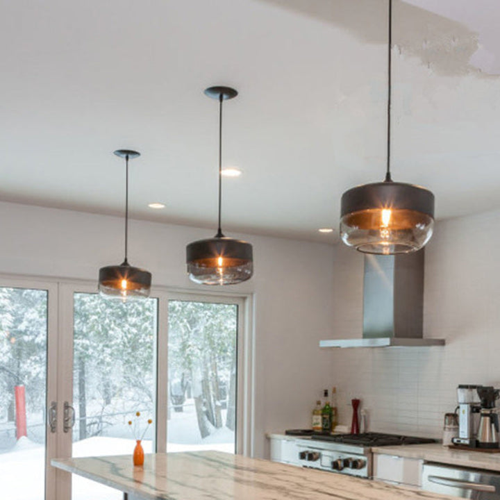 Contemporary Cylinder Glass Pendant Light