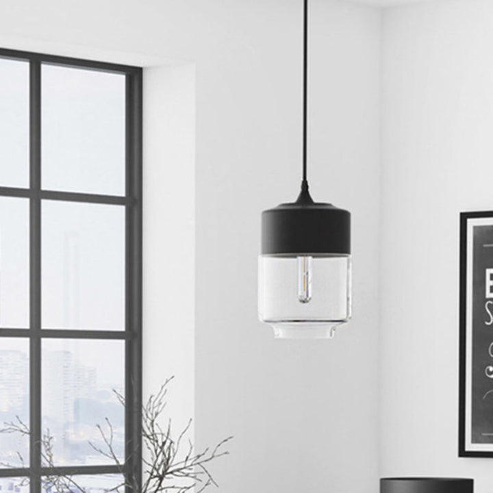 Contemporary Cylinder Glass Pendant Light