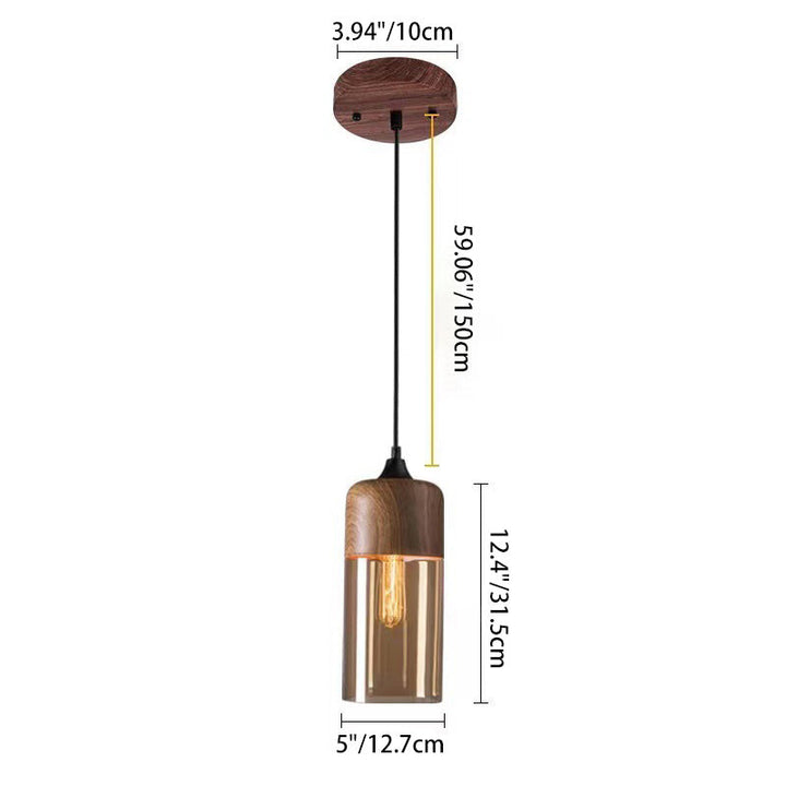Contemporary Cylinder Glass Pendant Light