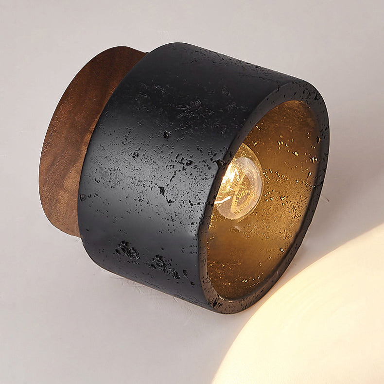 Traditional Cylindrical Wooden Semi-Flush Ceiling Light