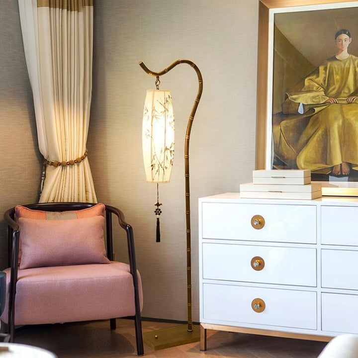 Traditional Rectangular Bamboo Floor Lamp
