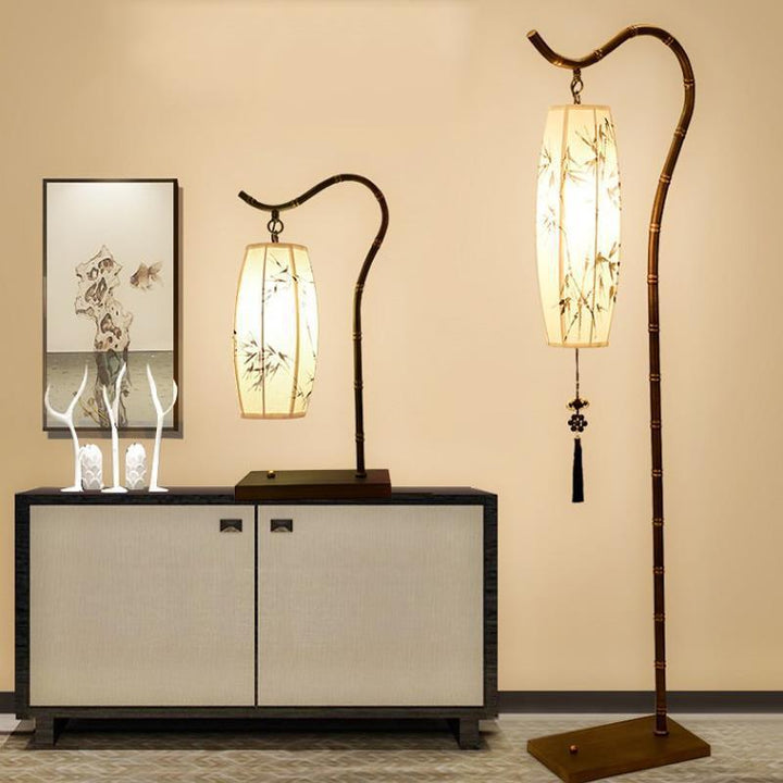 Traditional Rectangular Bamboo Floor Lamp