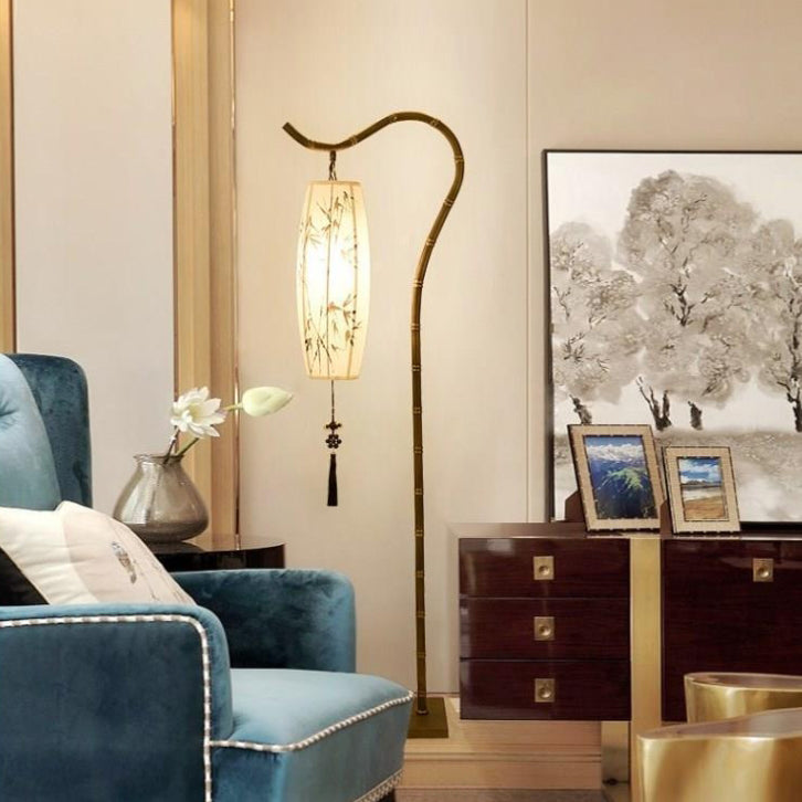 Traditional Rectangular Bamboo Floor Lamp