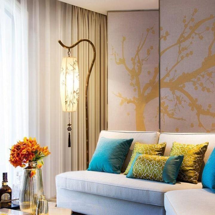 Traditional Rectangular Bamboo Floor Lamp