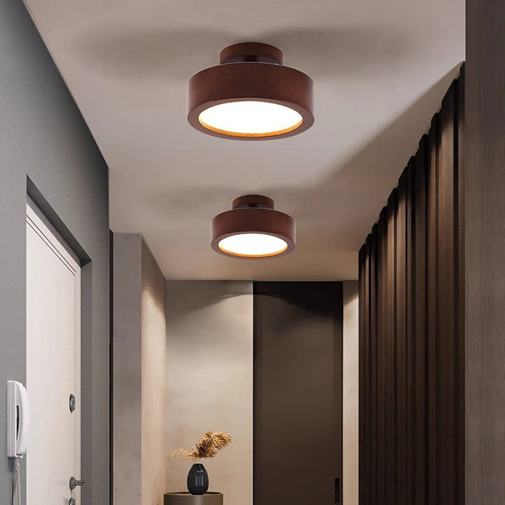 Minimalist Round Acrylic LED Flush Mount Ceiling Light Wood