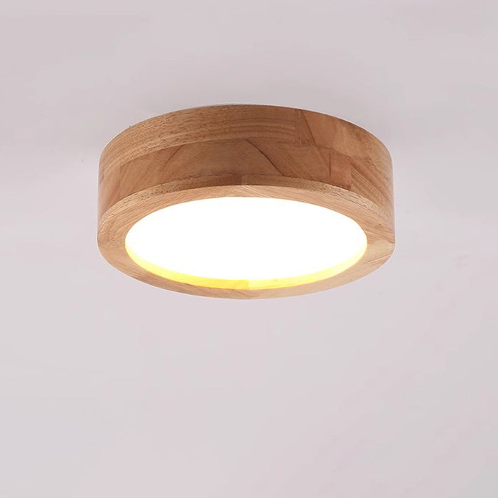 Minimalist Round Acrylic LED Flush Mount Ceiling Light Wood