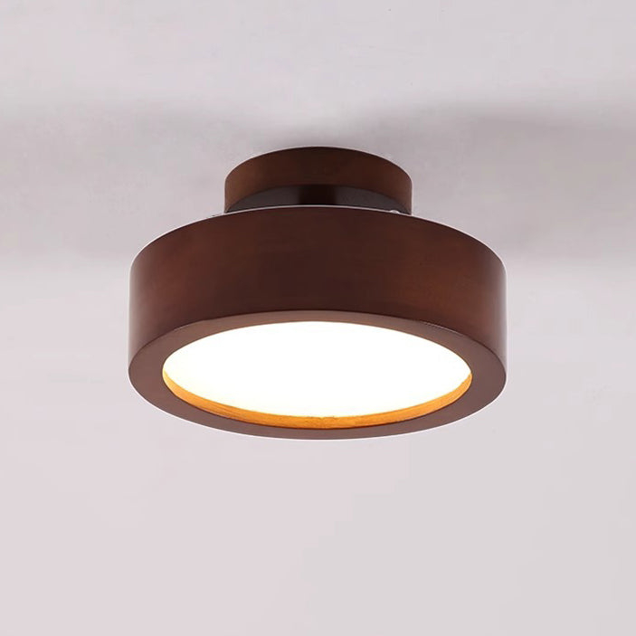 Minimalist Round Acrylic LED Flush Mount Ceiling Light Wood