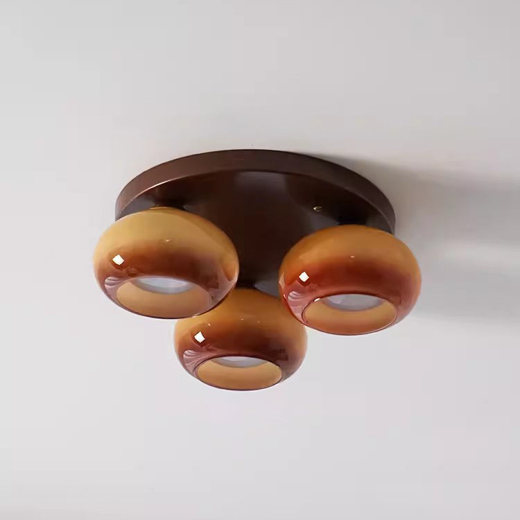 Contemporary Round Glass 5-Light Semi-Flush Ceiling Light