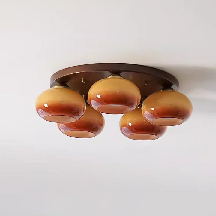 Contemporary Round Glass 5-Light Semi-Flush Ceiling Light