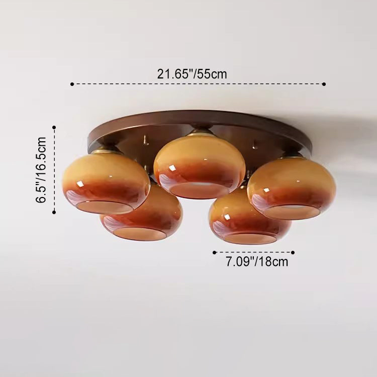 Contemporary Round Glass 5-Light Semi-Flush Ceiling Light