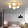Contemporary Creative Branch Globe Round Piece Metal Glass Acrylic 4/6/8 Light Flush Mount Ceiling Light For Bedroom