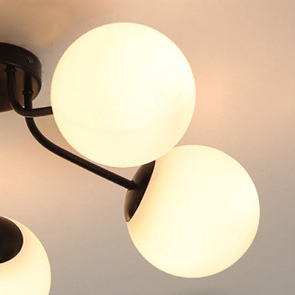 Minimalist Curved Glass 5-Light Semi-Flush Ceiling Light