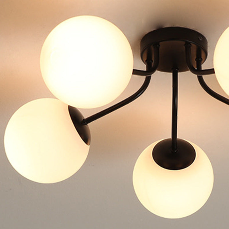 Minimalist Curved Glass 5-Light Semi-Flush Ceiling Light