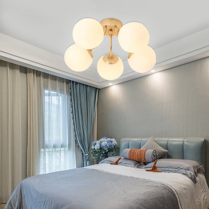 Minimalist Curved Glass 5-Light Semi-Flush Ceiling Light