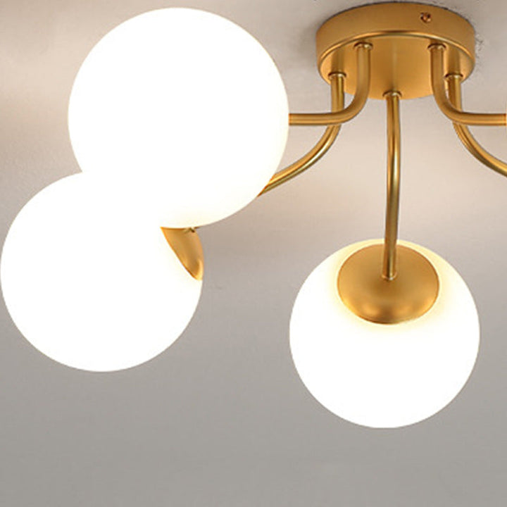 Minimalist Curved Glass 5-Light Semi-Flush Ceiling Light