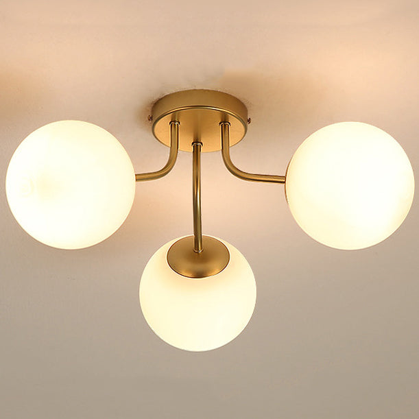 Minimalist Curved Glass 5-Light Semi-Flush Ceiling Light