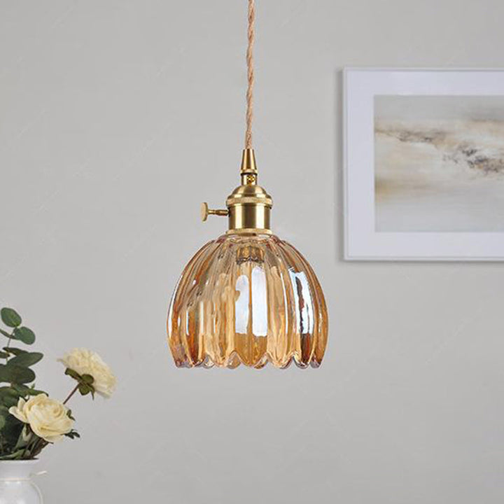 Contemporary Flower Brass Pendant Light