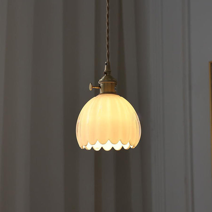 Contemporary Flower Brass Pendant Light