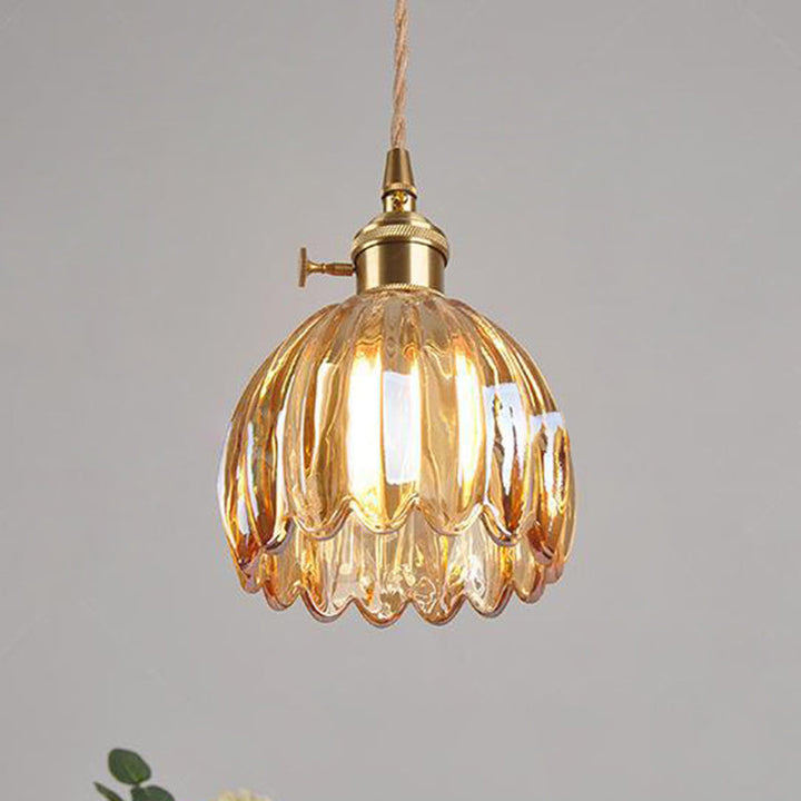 Contemporary Flower Brass Pendant Light