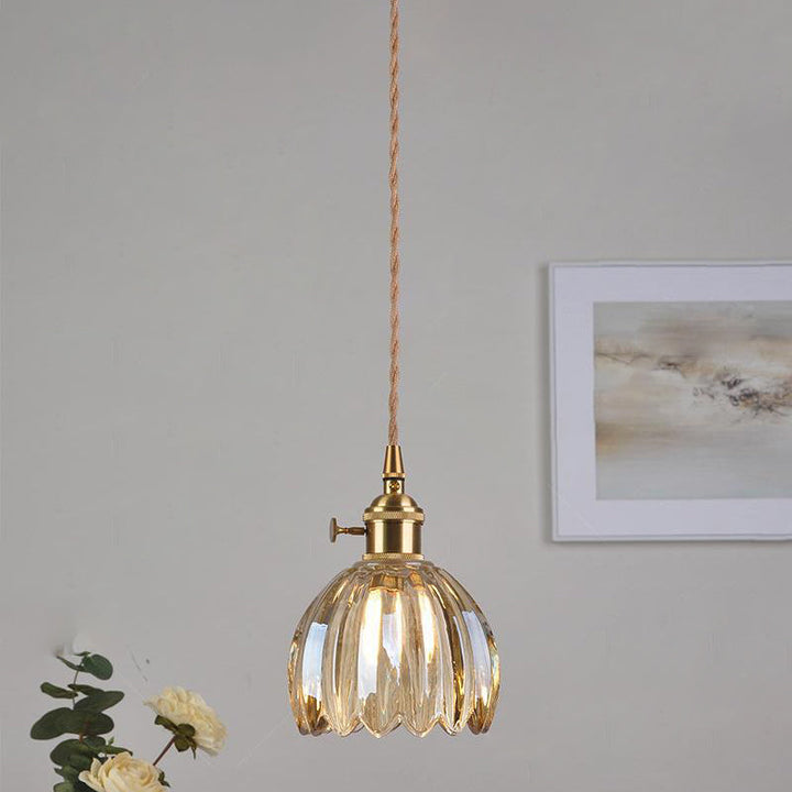 Contemporary Flower Brass Pendant Light