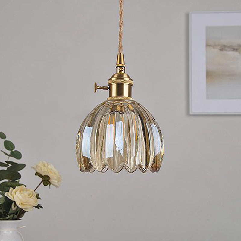Contemporary Flower Brass Pendant Light