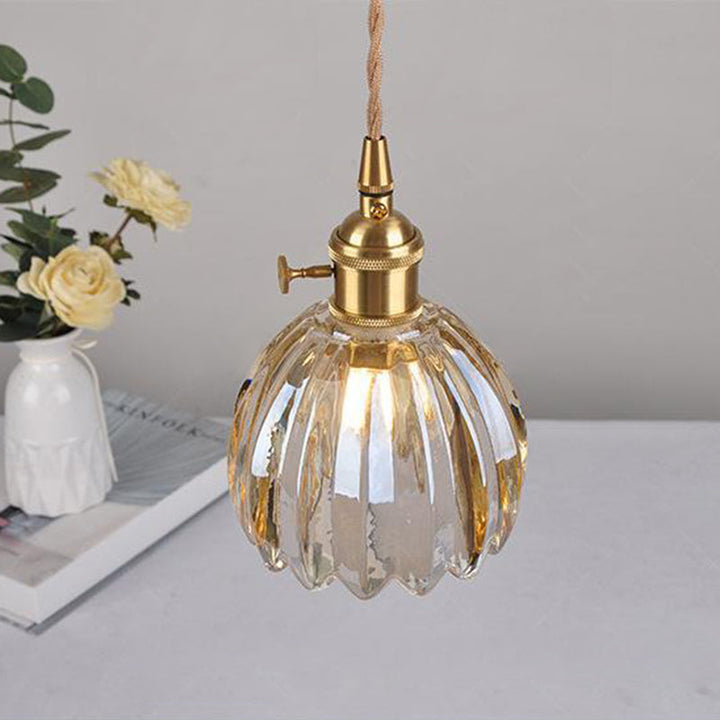 Contemporary Flower Brass Pendant Light