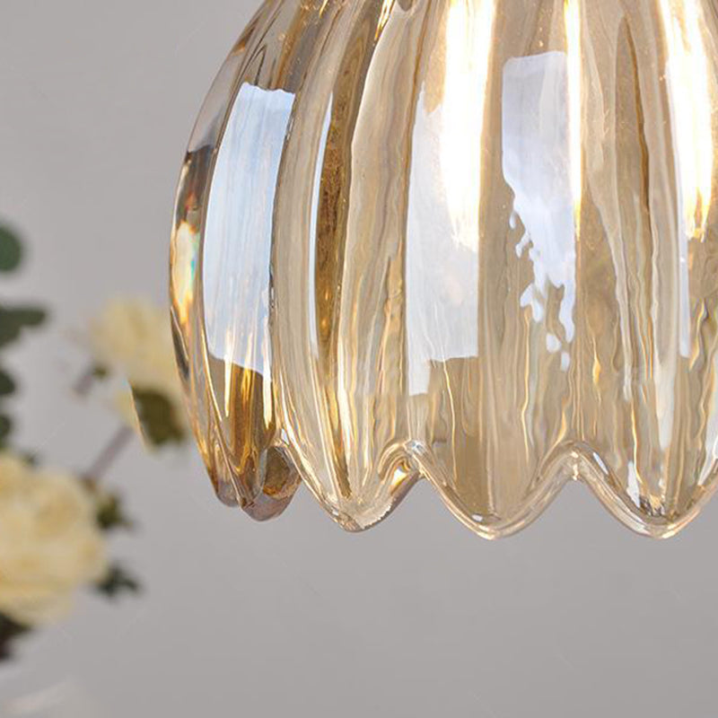 Contemporary Flower Brass Pendant Light