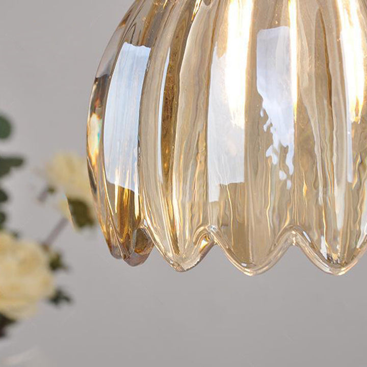 Contemporary Flower Brass Pendant Light