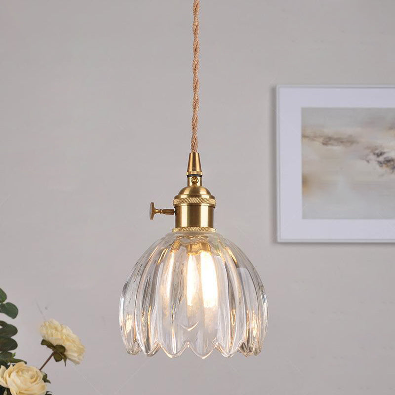 Contemporary Flower Brass Pendant Light