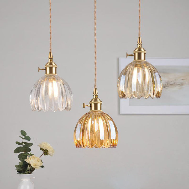 Contemporary Flower Brass Pendant Light
