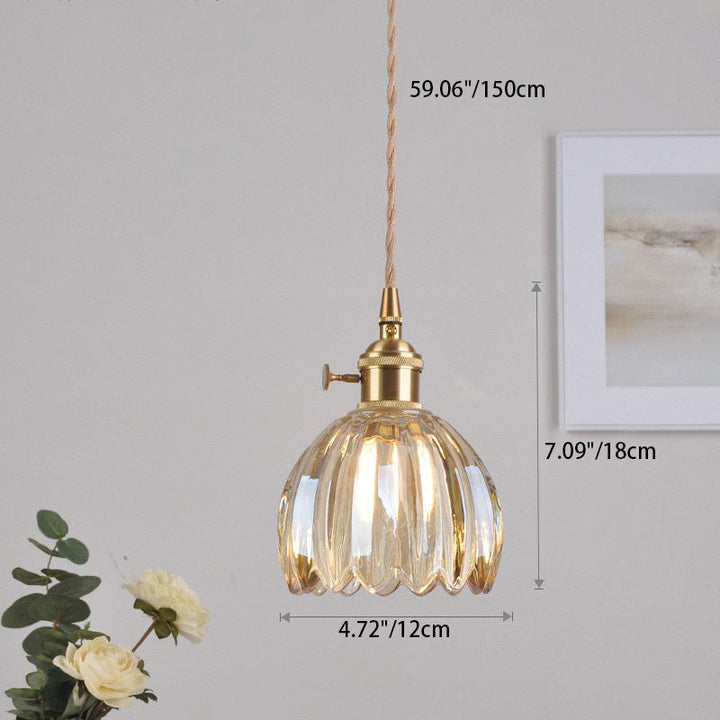 Contemporary Flower Brass Pendant Light