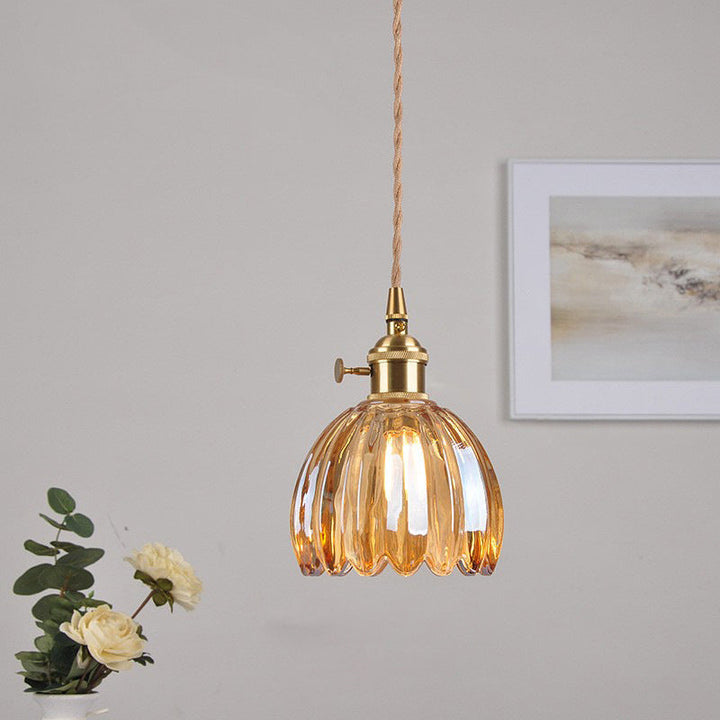 Contemporary Flower Brass Pendant Light