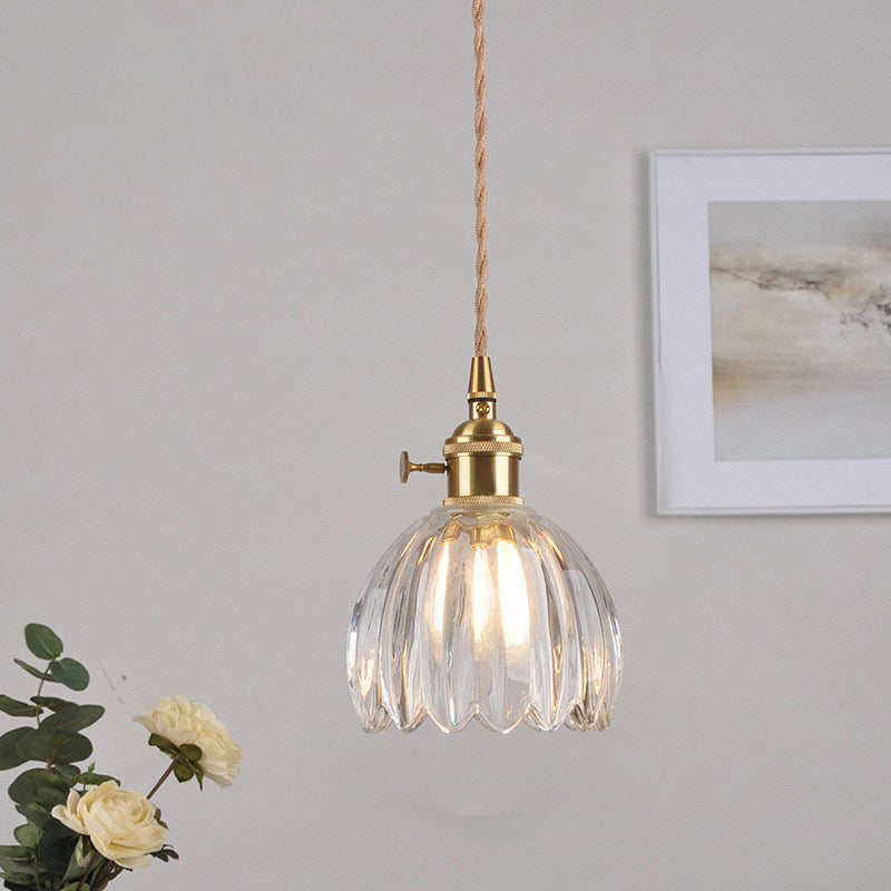 Contemporary Flower Brass Pendant Light