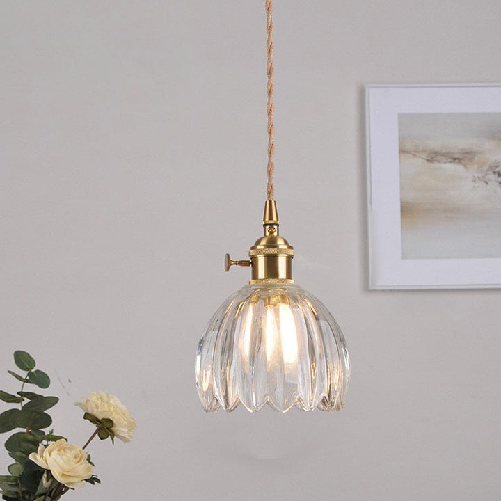 Contemporary Flower Brass Pendant Light