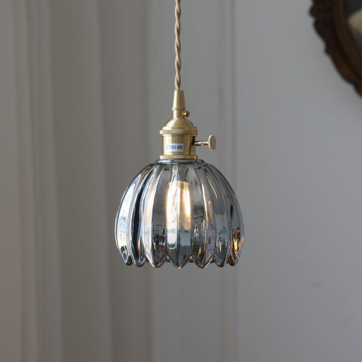 Contemporary Flower Brass Pendant Light