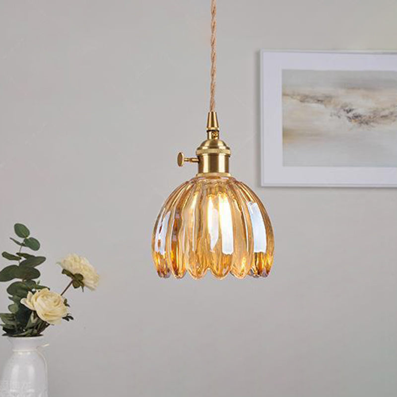 Contemporary Flower Brass Pendant Light