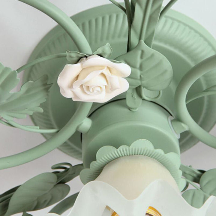 Traditional Leaf Ceramic Semi-Flush Ceiling Light